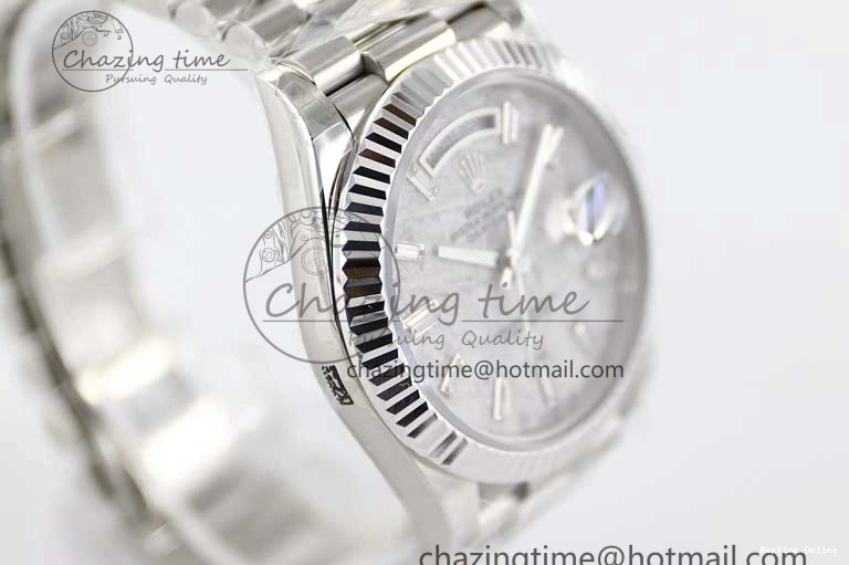 0126 FashionForward Day Date 40mm SS 904L Steel TWF 1:1 Best Edition Meteorite Crystal Dial on SS Bracelet A 2360